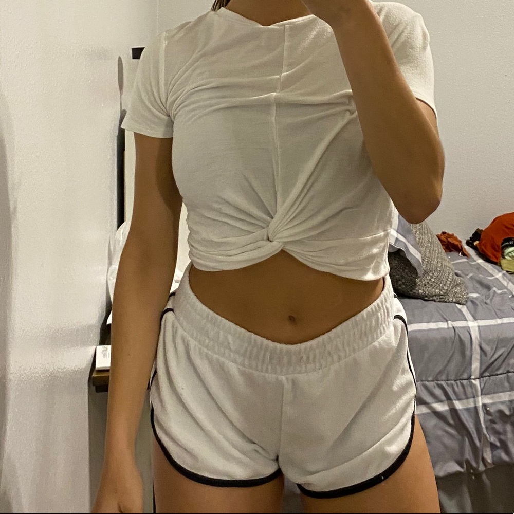 White front tie crop top